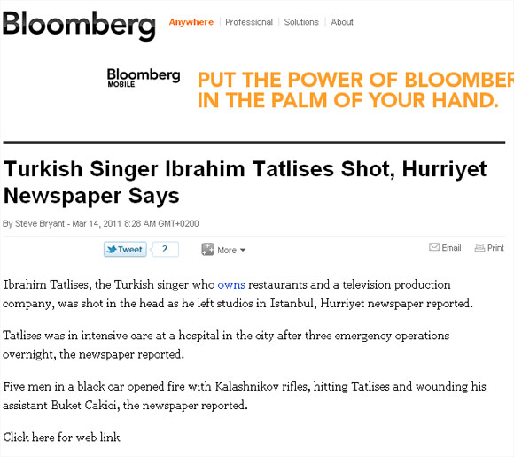 İbrahim Tatlıses suikasti dünya basınında
