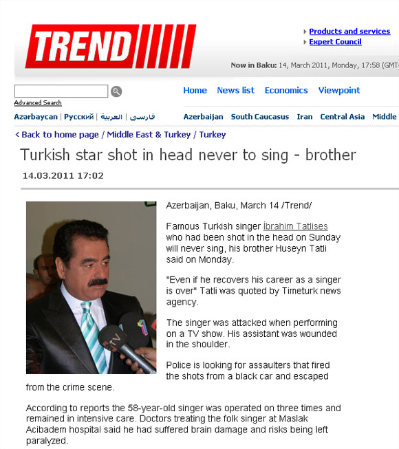 İbrahim Tatlıses suikasti dünya basınında