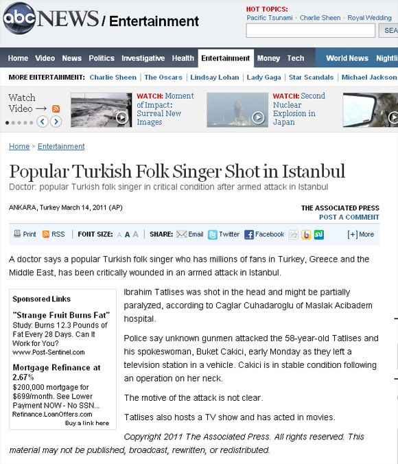 İbrahim Tatlıses suikasti dünya basınında