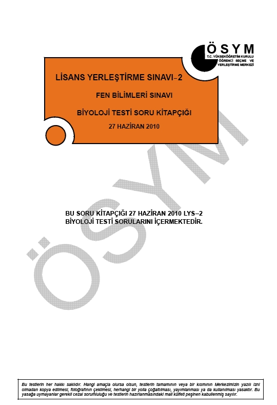 LYS-2 Biyoloji soru ve cevapları