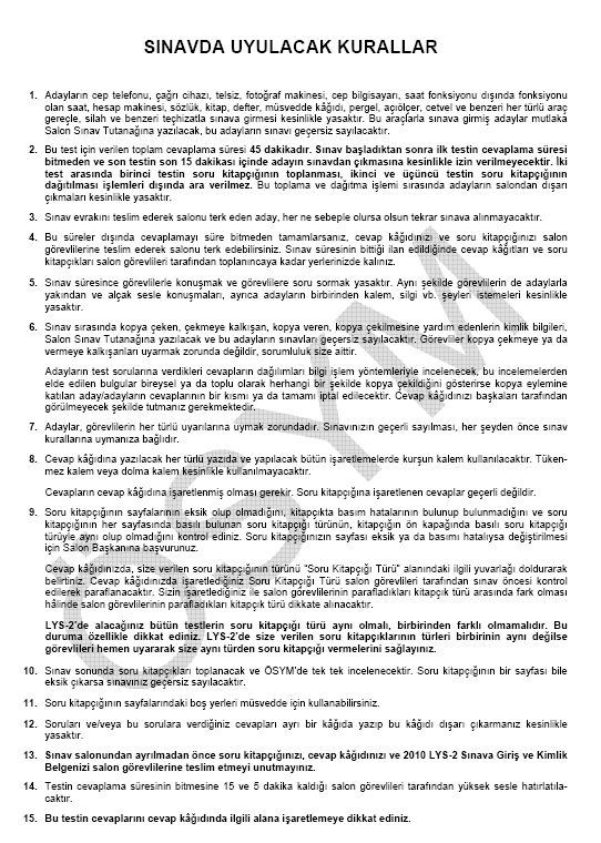 LYS-2 Biyoloji soru ve cevapları