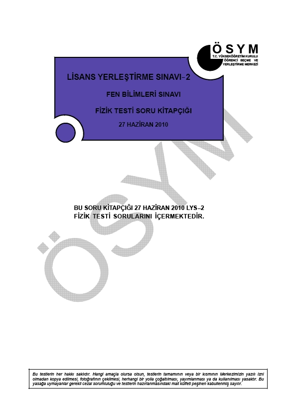LYS-2 Fizik soru ve cevapları