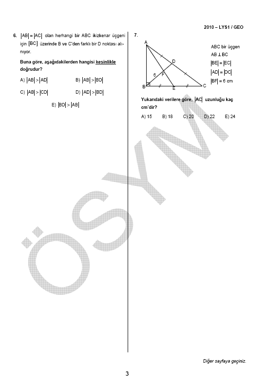 LYS-1 Geometri soru ve cevapları
