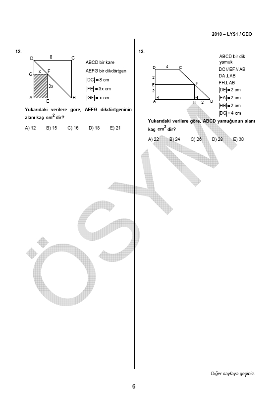 LYS-1 Geometri soru ve cevapları