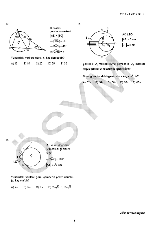 LYS-1 Geometri soru ve cevapları