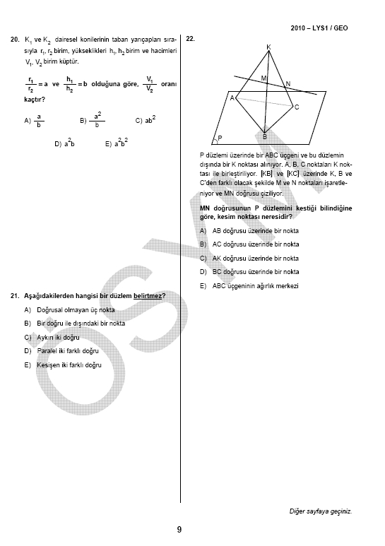 LYS-1 Geometri soru ve cevapları