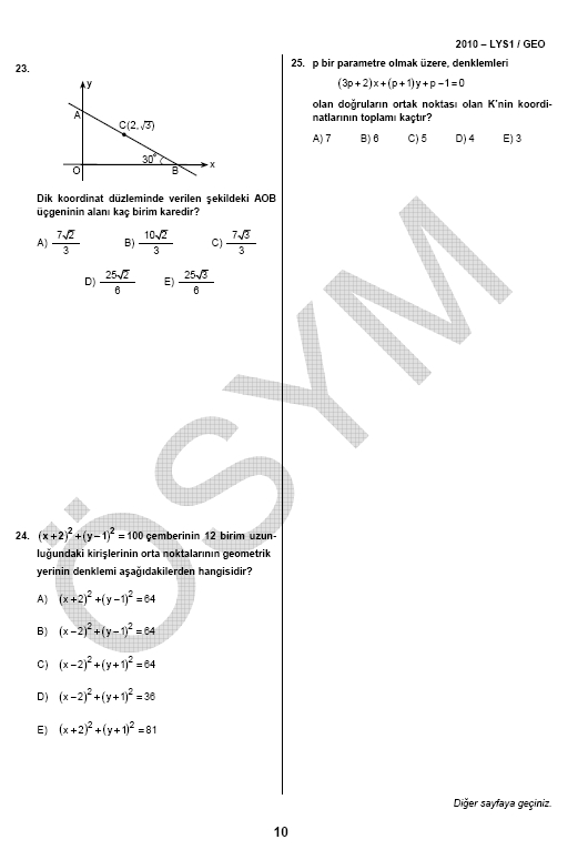 LYS-1 Geometri soru ve cevapları