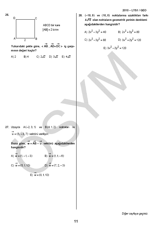 LYS-1 Geometri soru ve cevapları