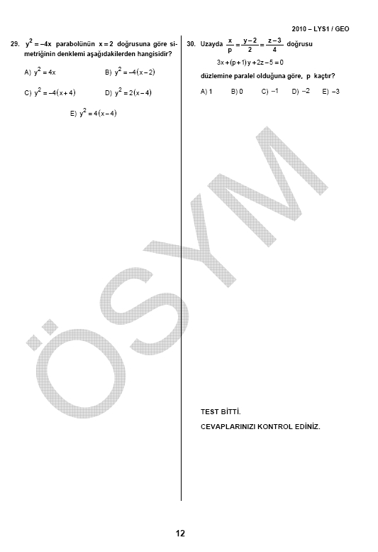 LYS-1 Geometri soru ve cevapları