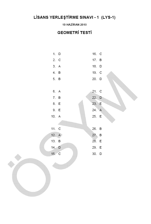 LYS-1 Geometri soru ve cevapları