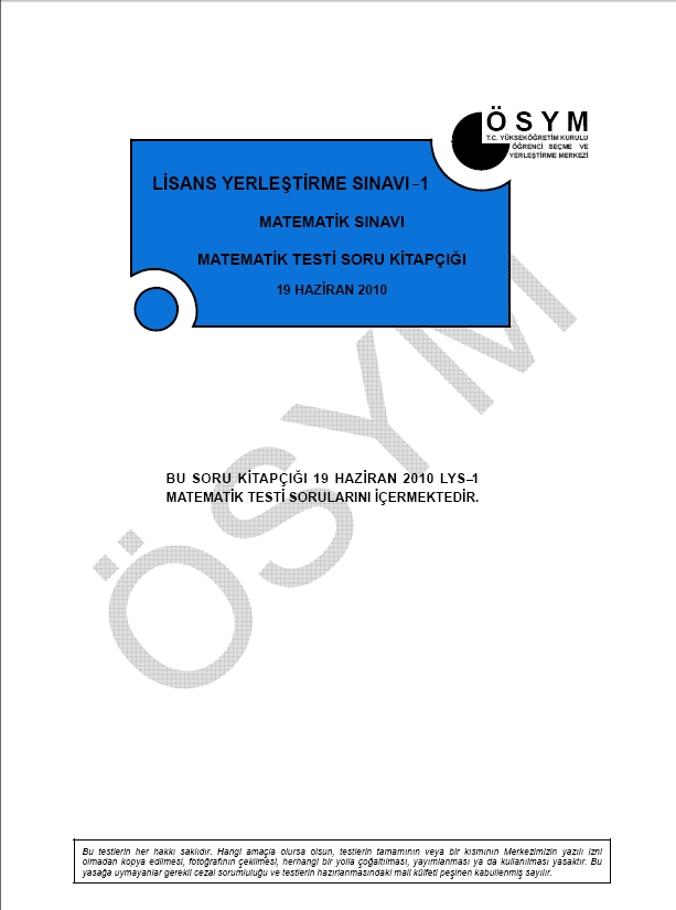 LYS-1 Matematik soru ve cevapları
