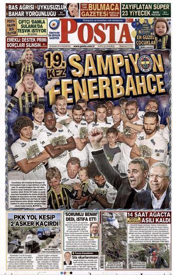 Fenerbahçenin şampiyonluğu gazete manşetlerinde