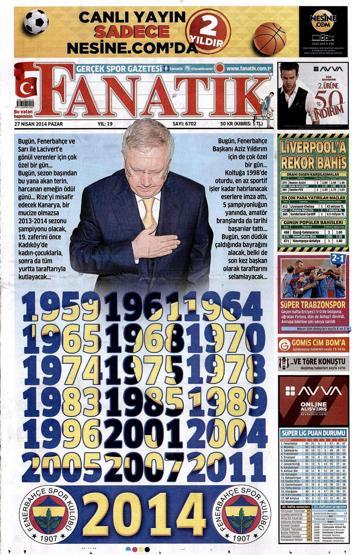 Fenerbahçenin şampiyonluğu gazete manşetlerinde