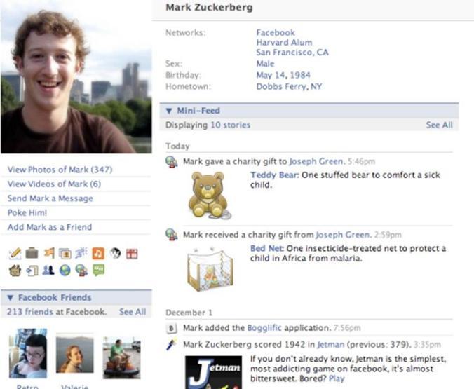 Mark Zuckerbergin Facebook profilinin evrimi
