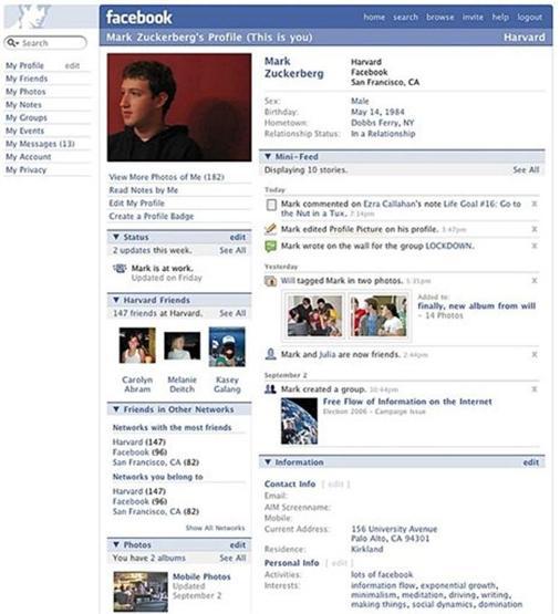 Mark Zuckerbergin Facebook profilinin evrimi