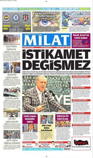 8 Ağustos gazete manşetleri