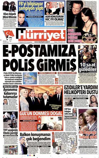 13 Ağustos gazete manşetleri