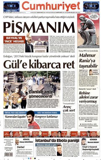 13 Ağustos gazete manşetleri
