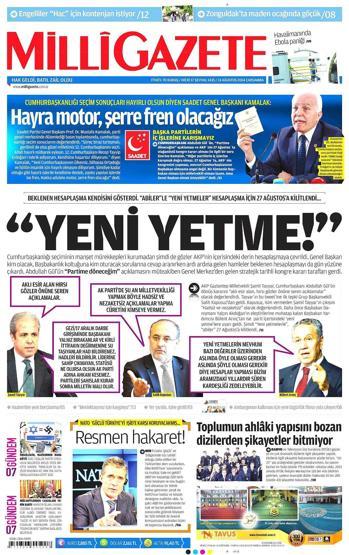 13 Ağustos gazete manşetleri