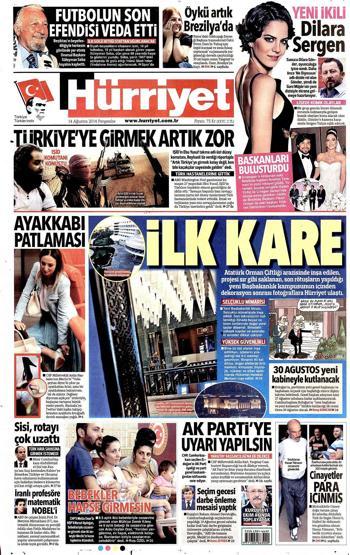 14 Ağustos gazete manşetleri
