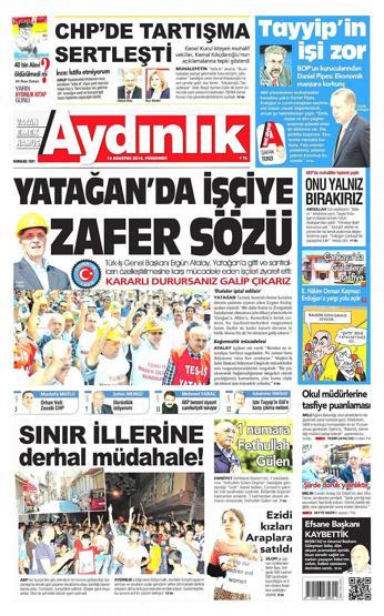 14 Ağustos gazete manşetleri