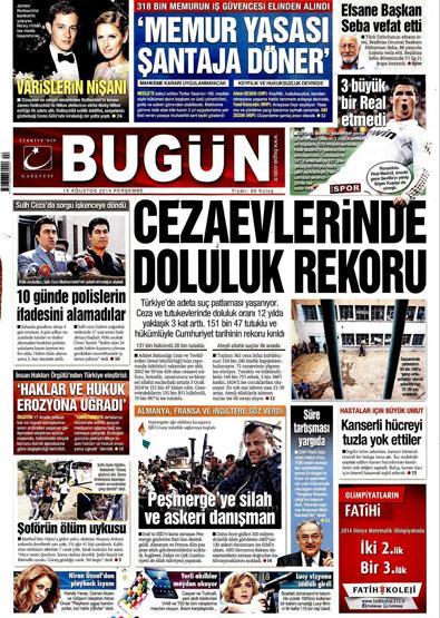 14 Ağustos gazete manşetleri