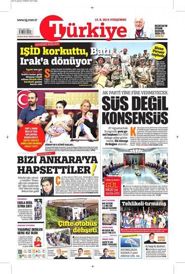 14 Ağustos gazete manşetleri