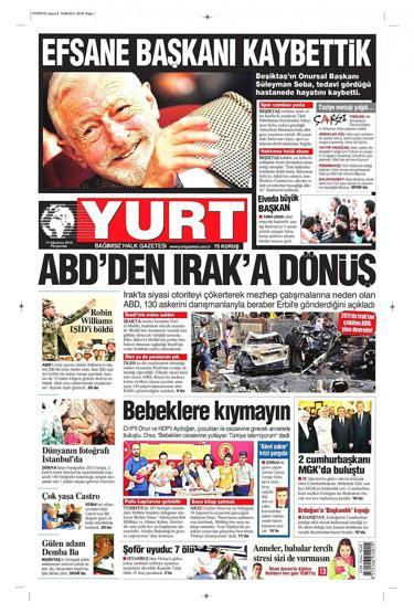 14 Ağustos gazete manşetleri