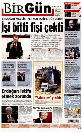15 Ağustos gazete manşetleri