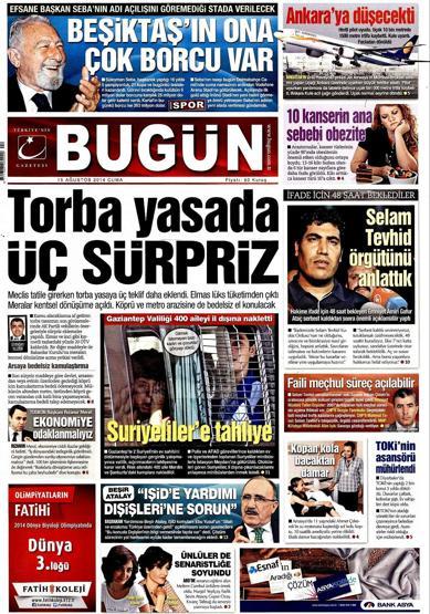 15 Ağustos gazete manşetleri