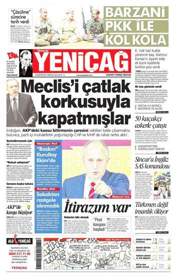 15 Ağustos gazete manşetleri