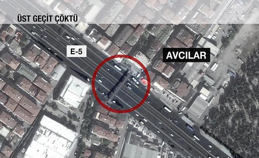 Avcılarda üst geçit çöktü