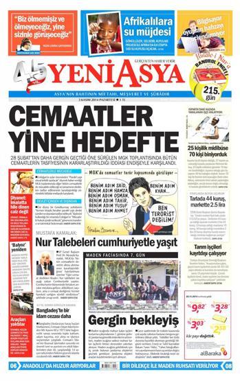 3 Kasım 2014 gazete manşetleri