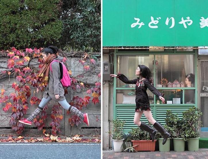 Havada duran Japon kız