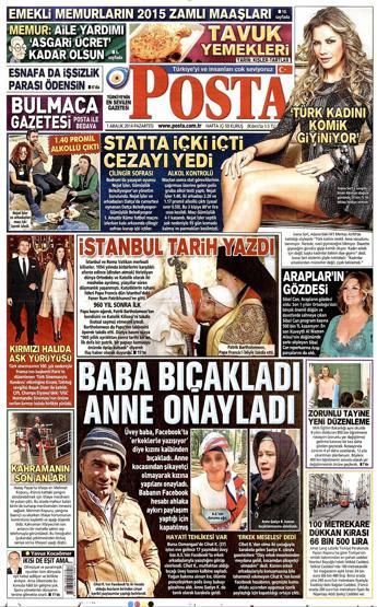 Gazete manşetleri... (01 Aralık 2014)