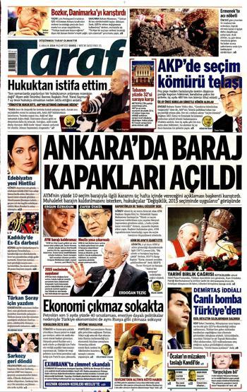 Gazete manşetleri... (01 Aralık 2014)