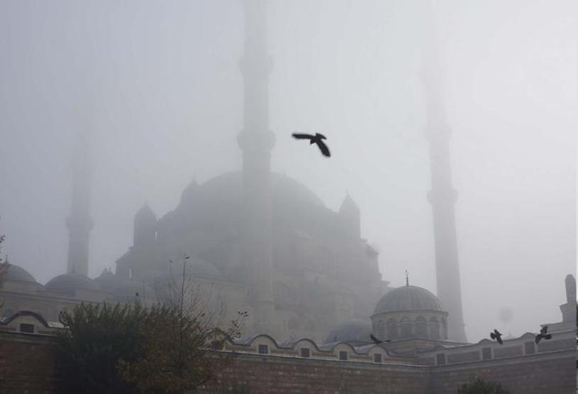 Edirne yoğun sis altında