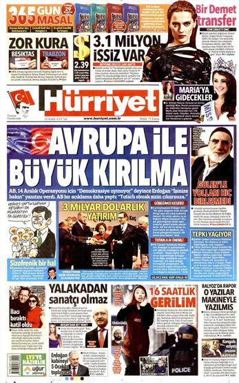 Gazete manşetleri (16 Aralık 2014)