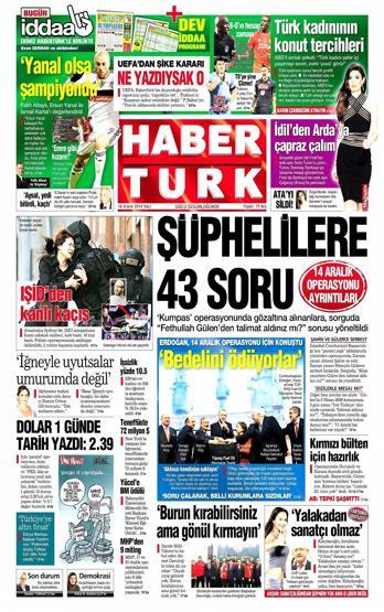 Gazete manşetleri (16 Aralık 2014)