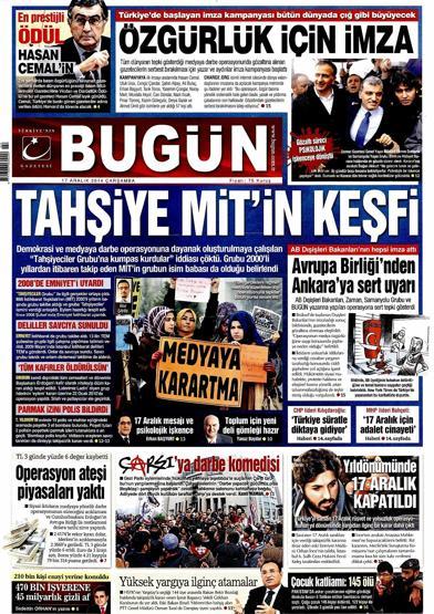 Gazete manşetleri (17 Aralık 2014)