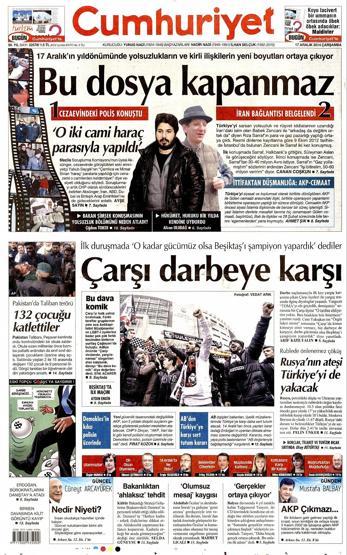 Gazete manşetleri (17 Aralık 2014)