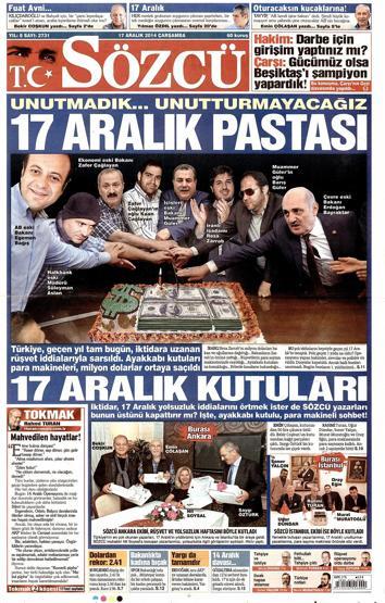 Gazete manşetleri (17 Aralık 2014)