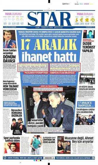 Gazete manşetleri (17 Aralık 2014)