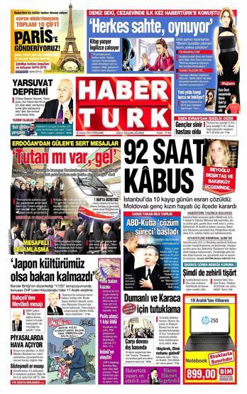Gazete manşetleri (18 Aralık 2014)