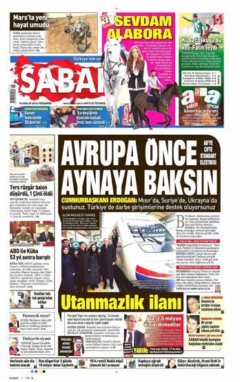Gazete manşetleri (18 Aralık 2014)