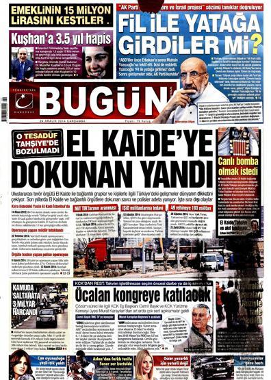 Gazete manşetleri (24 Aralık 2014)