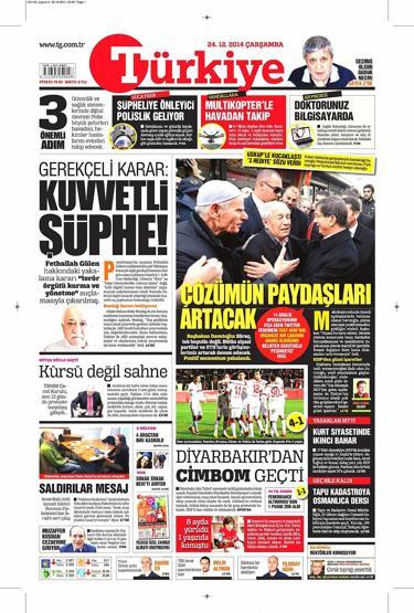 Gazete manşetleri (24 Aralık 2014)