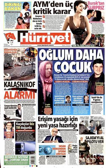 Gazete manşetleri (26 Aralık 2014)