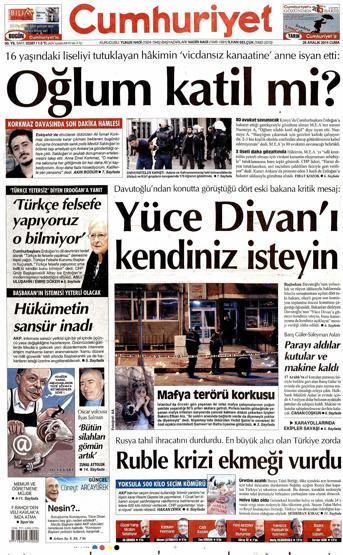 Gazete manşetleri (26 Aralık 2014)