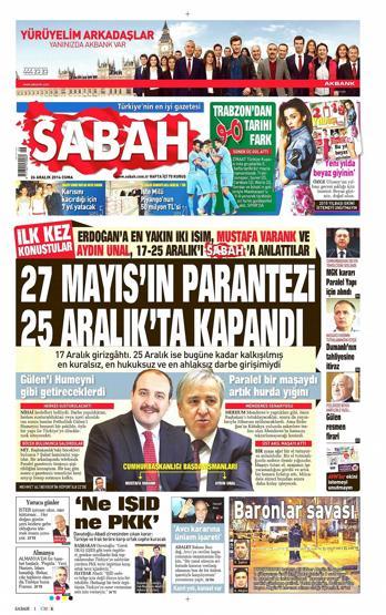 Gazete manşetleri (26 Aralık 2014)